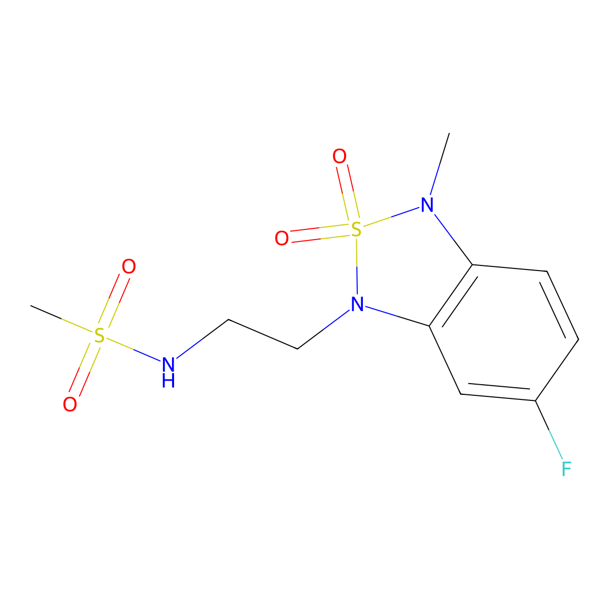 N-(2-(6-fluoro-3-methyl-2,2-dioxidobenzo[c][1,2,5]thiadiazol-1(3H)-yl)ethyl)methanesulfonamide molecular structure, CAS 2034454-82-3