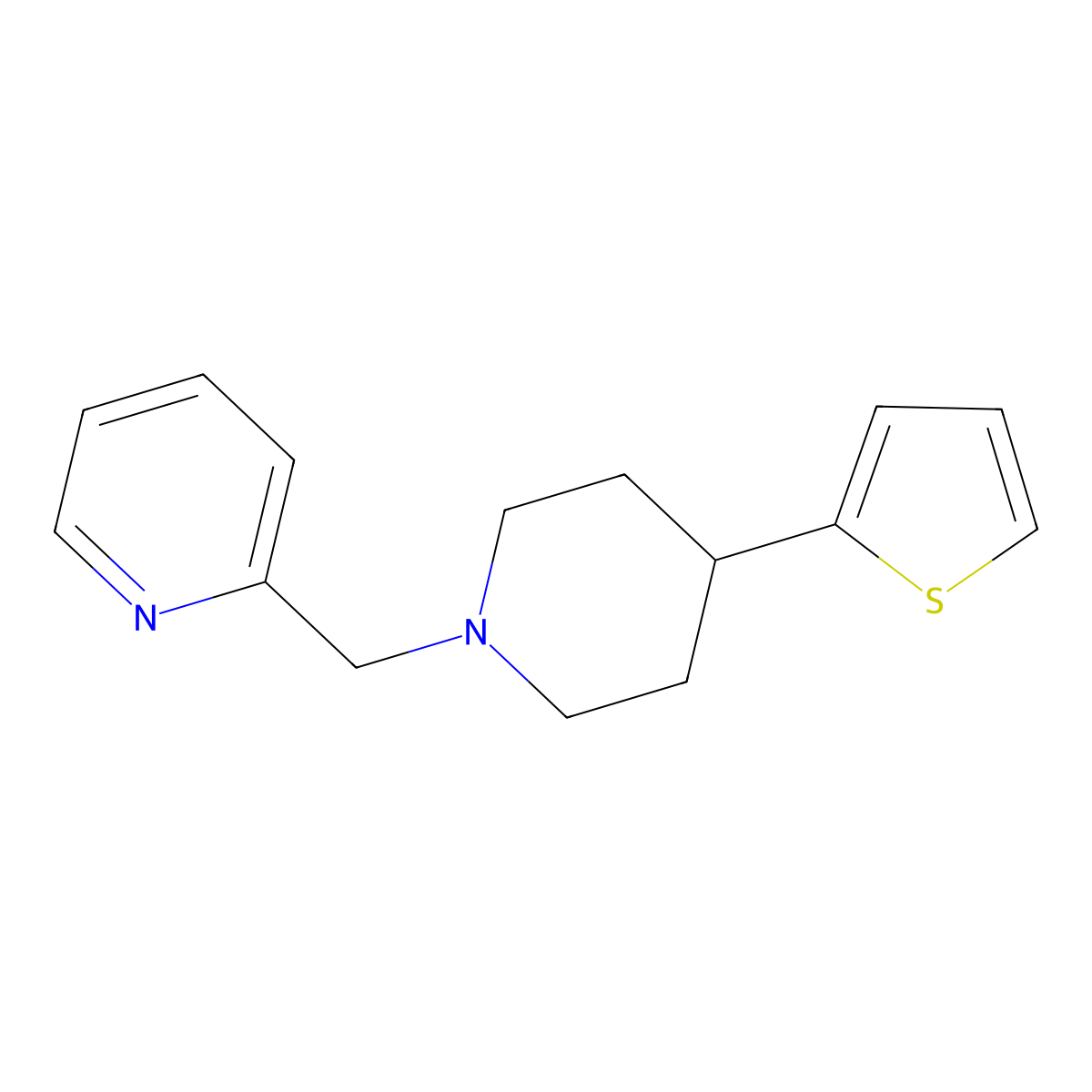2-((4-(Thiophen-2-yl)piperidin-1-yl)methyl)pyridine molecular structure, CAS 2034454-83-4