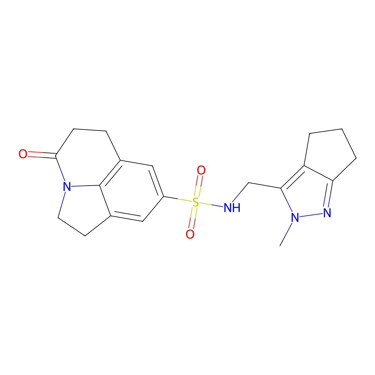 N-({2-methyl-2H,4H,5H,6H-cyclopenta[c]pyrazol-3-yl}methyl)-11-oxo-1-azatricyclo[6.3.1.0^{4,12}]dodeca-4(12),5,7-triene-6-sulfonamide molecular structure, CAS 2034454-85-6