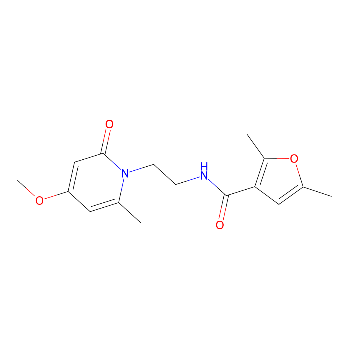 N-(2-(4-methoxy-6-methyl-2-oxopyridin-1(2H)-yl)ethyl)-2,5-dimethylfuran-3-carboxamide molecular structure, CAS 2034454-88-9