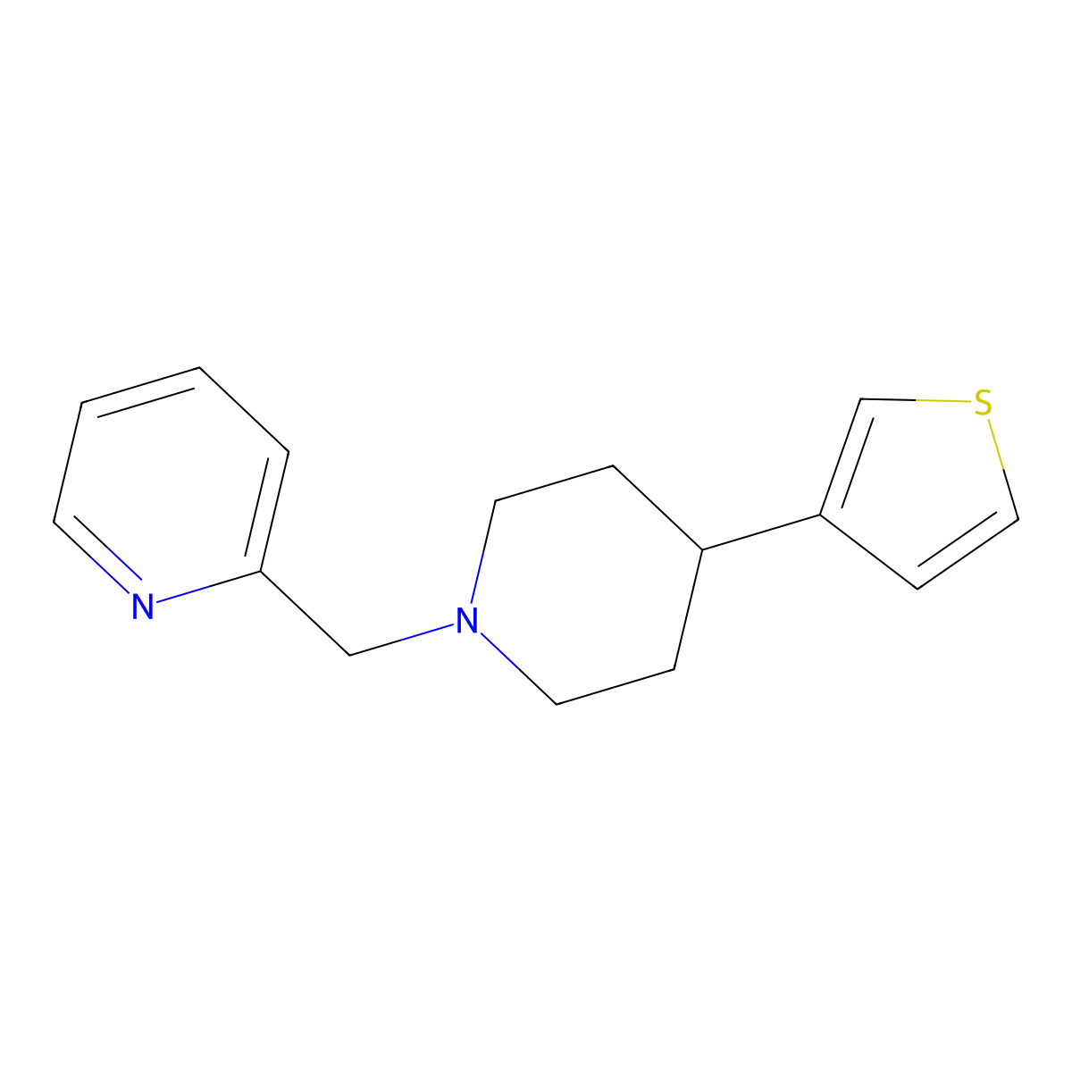 2-{[4-(Thiophen-3-yl)piperidin-1-yl]methyl}pyridine molecular structure, CAS 2034454-90-3