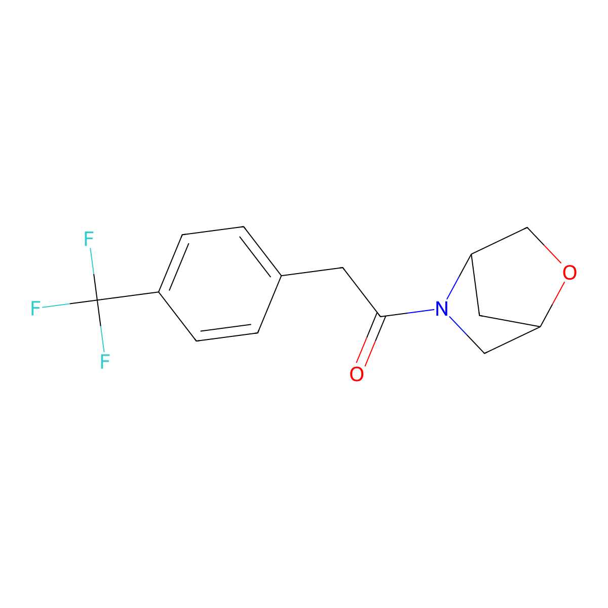 1-(2-Oxa-5-azabicyclo[2.2.1]heptan-5-yl)-2-(4-(trifluoromethyl)phenyl)ethanone molecular structure, CAS 2034454-93-6