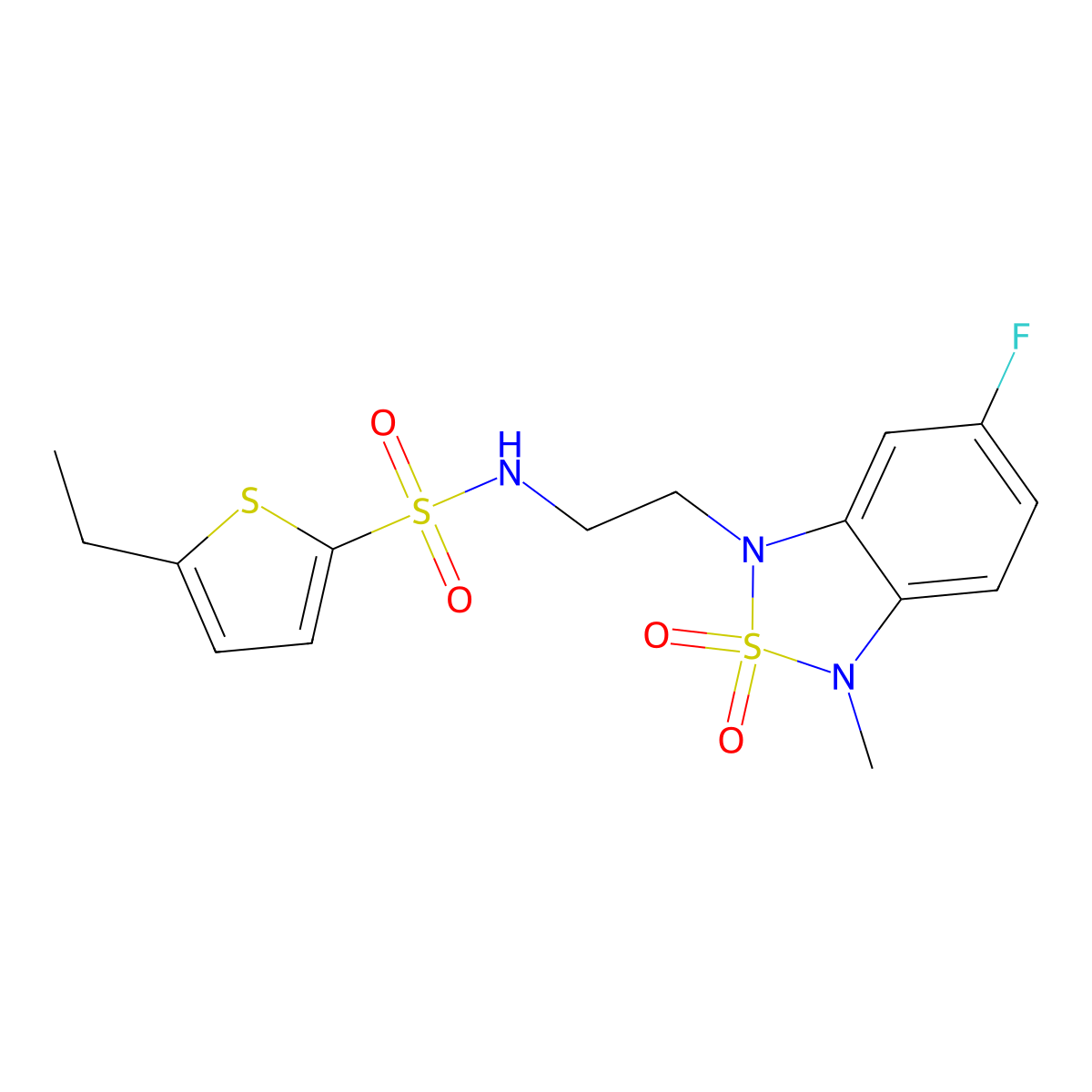 5-ethyl-N-(2-(6-fluoro-3-methyl-2,2-dioxidobenzo[c][1,2,5]thiadiazol-1(3H)-yl)ethyl)thiophene-2-sulfonamide molecular structure, CAS 2034454-96-9