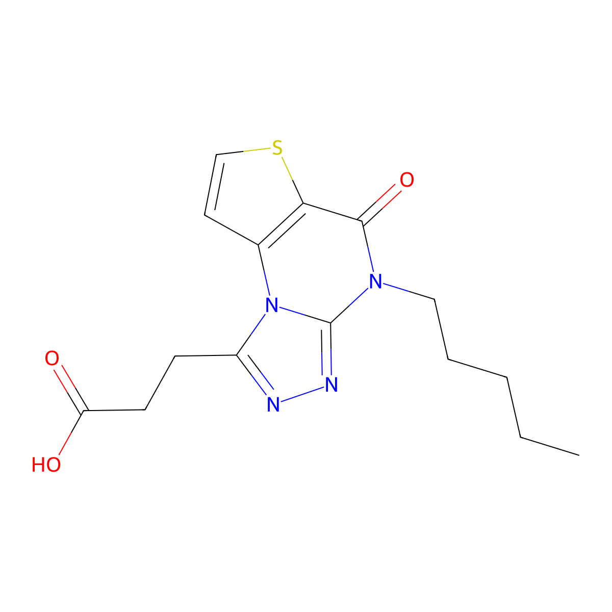 3-(5-Oxo-4-pentyl-4,5-dihydrothieno[2,3-e][1,2,4]triazolo[4,3-a]pyrimidin-1-yl)propanoic acid molecular structure, CAS 2034454-97-0