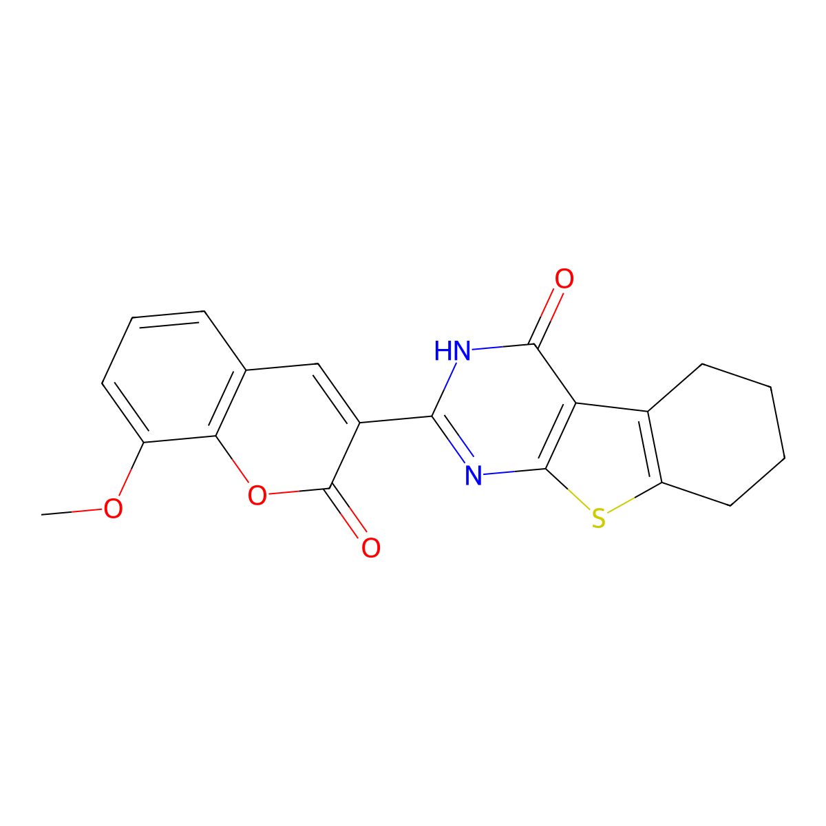 2-(8-methoxy-2-oxo-2H-chromen-3-yl)-5,6,7,8-tetrahydrobenzo[4,5]thieno[2,3-d]pyrimidin-4(3H)-one molecular structure, CAS 2034455-23-5