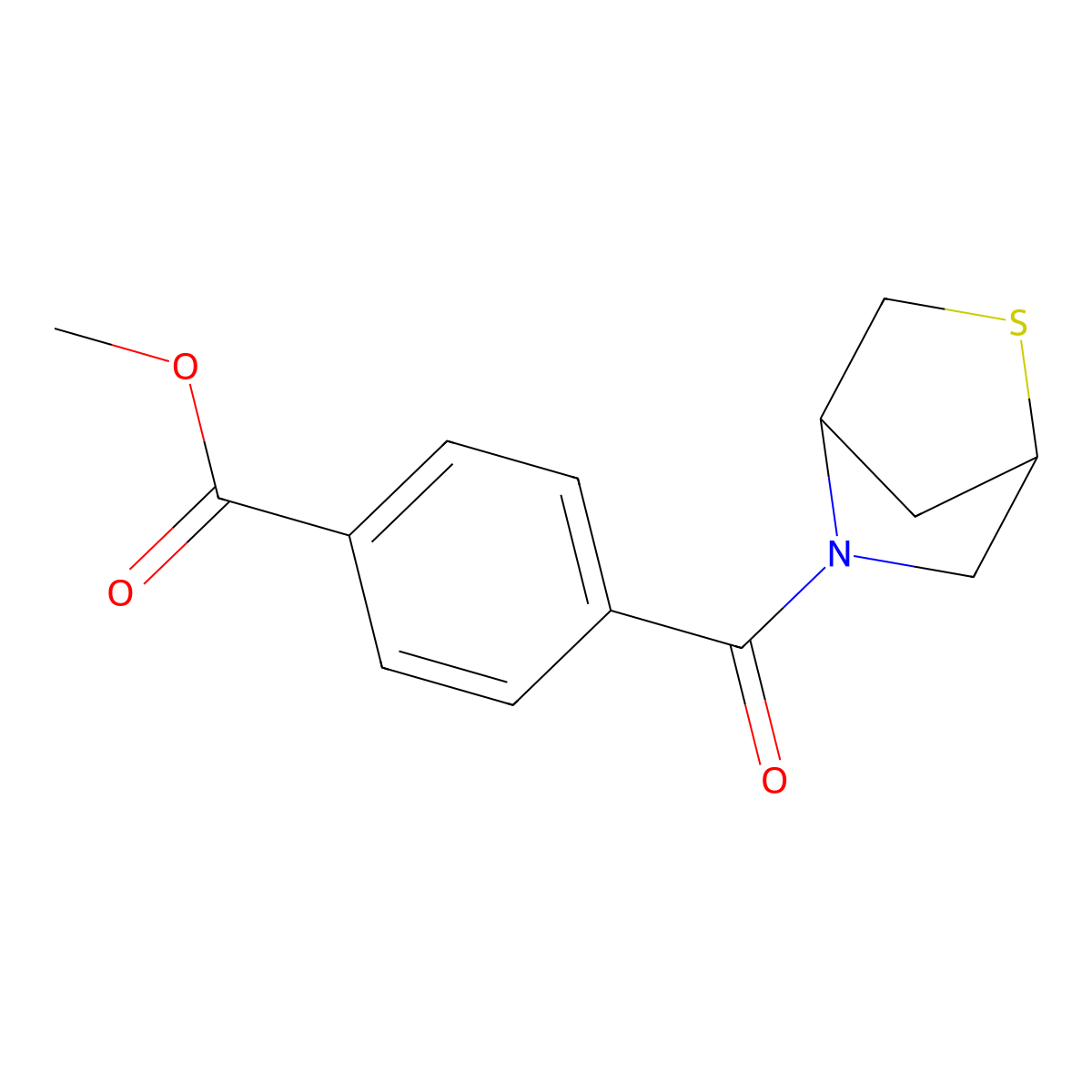 Methyl 4-(2-thia-5-azabicyclo[2.2.1]heptane-5-carbonyl)benzoate molecular structure, CAS 2034455-27-9