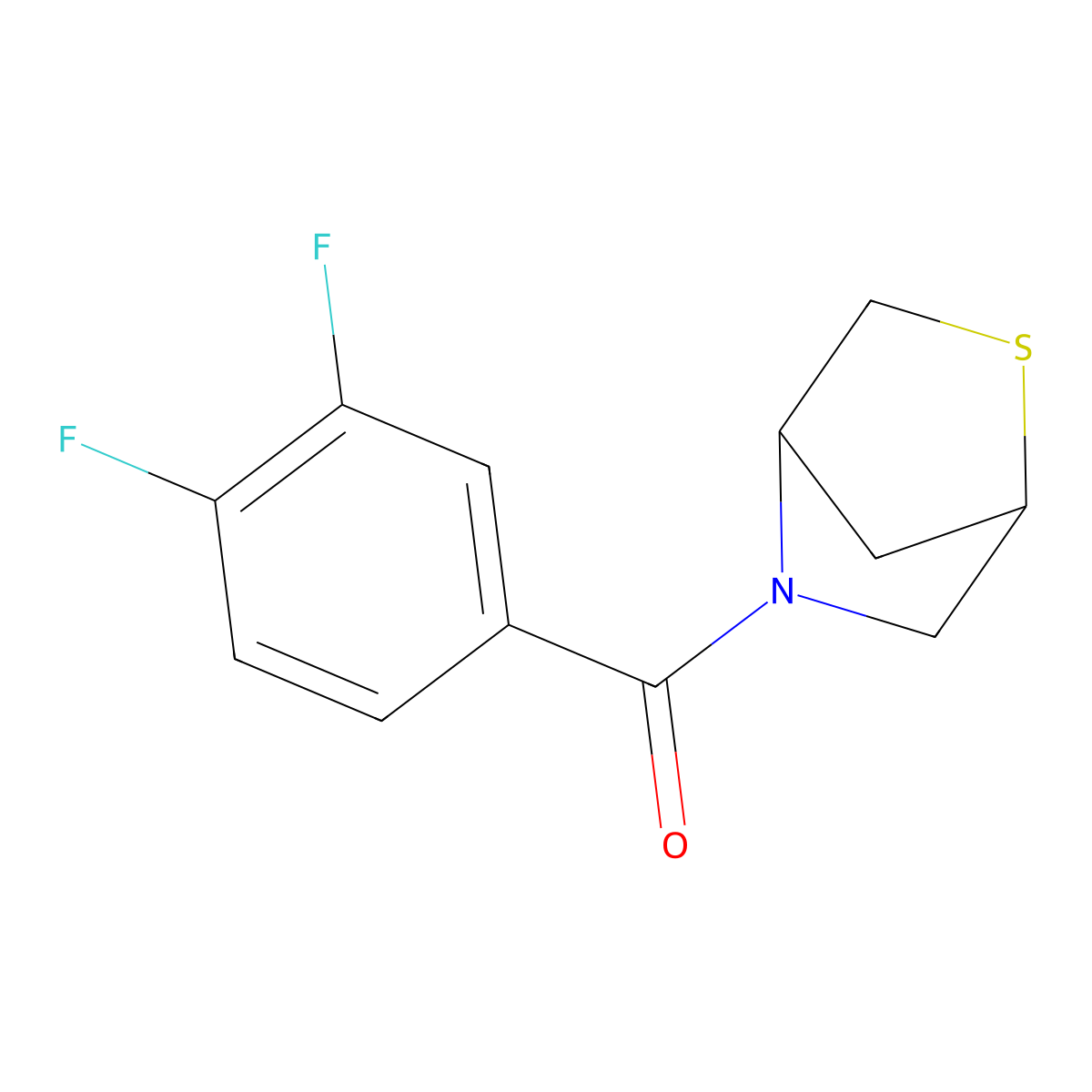 2-Thia-5-azabicyclo[2.2.1]heptan-5-yl(3,4-difluorophenyl)methanone molecular structure, CAS 2034455-31-5