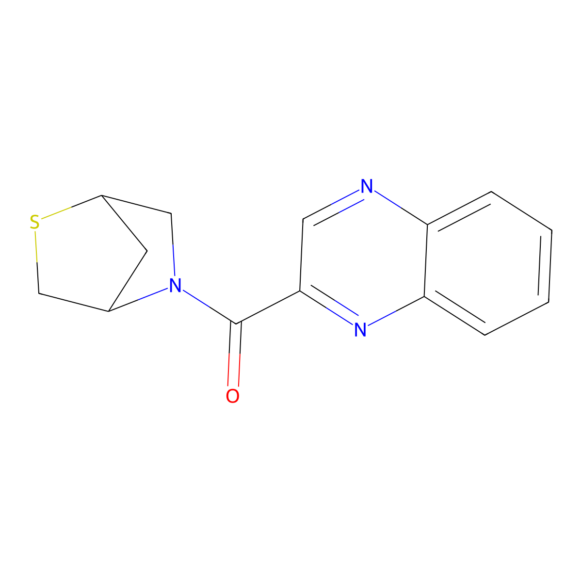 2-Thia-5-azabicyclo[2.2.1]heptan-5-yl(quinoxalin-2-yl)methanone molecular structure, CAS 2034455-34-8