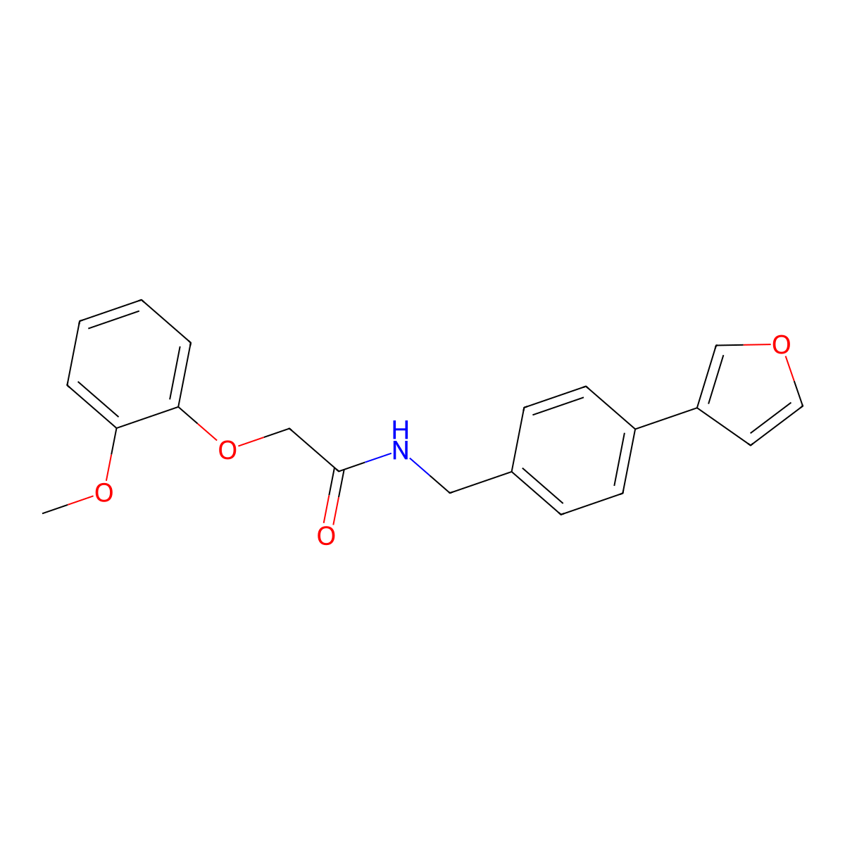 N-(4-(furan-3-yl)benzyl)-2-(2-methoxyphenoxy)acetamide molecular structure, CAS 2034455-37-1