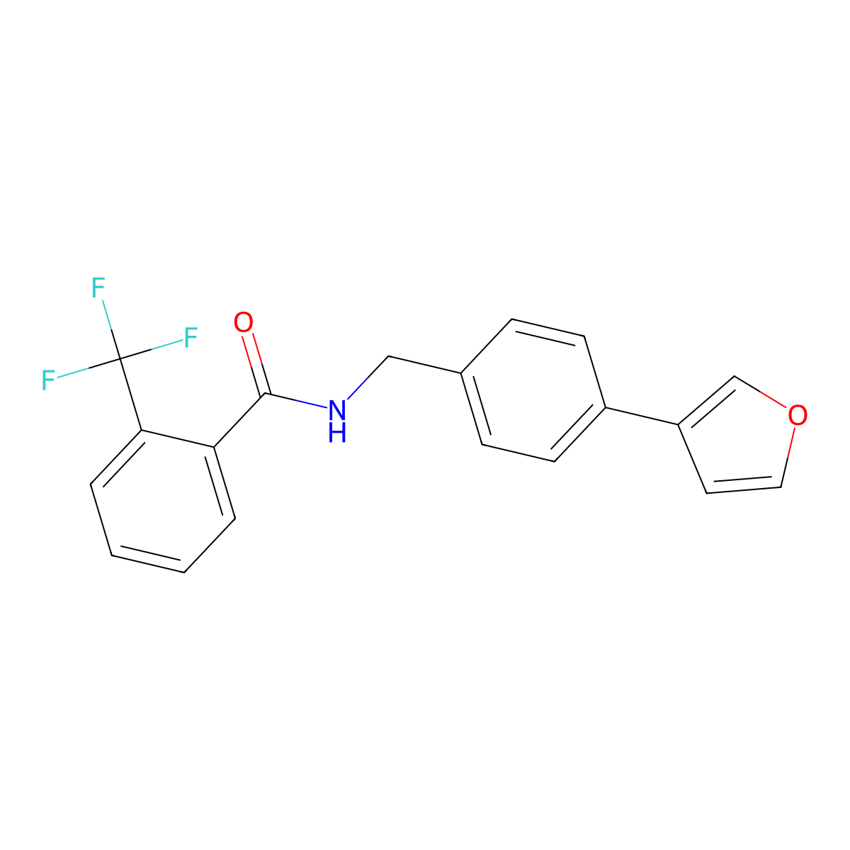 N-(4-(furan-3-yl)benzyl)-2-(trifluoromethyl)benzamide molecular structure, CAS 2034455-40-6