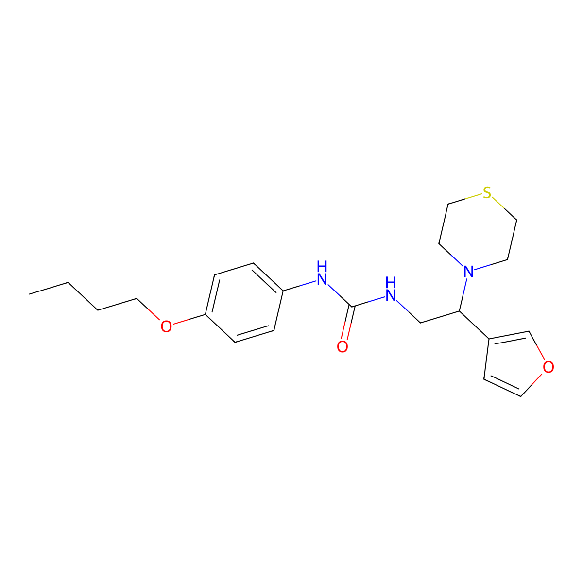 1-(4-Butoxyphenyl)-3-(2-(furan-3-yl)-2-thiomorpholinoethyl)urea molecular structure, CAS 2034455-41-7