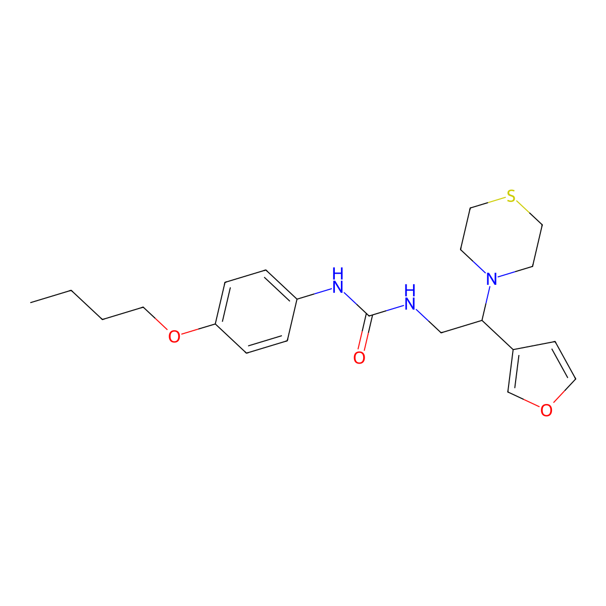 1-(4-Butoxyphenyl)-3-(2-(furan-3-yl)-2-thiomorpholinoethyl)urea molecular structure, CAS 2034455-41-7