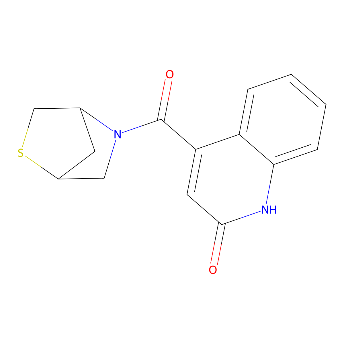 2-Thia-5-azabicyclo[2.2.1]heptan-5-yl(2-hydroxyquinolin-4-yl)methanone molecular structure, CAS 2034455-49-5
