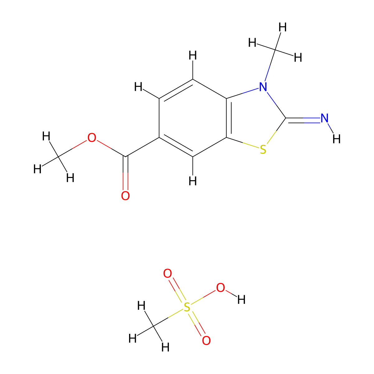Methyl 2-imino-3-methyl-2,3-dihydrobenzo[d]thiazole-6-carboxylate methanesulfonate molecular structure, CAS 2034455-56-4