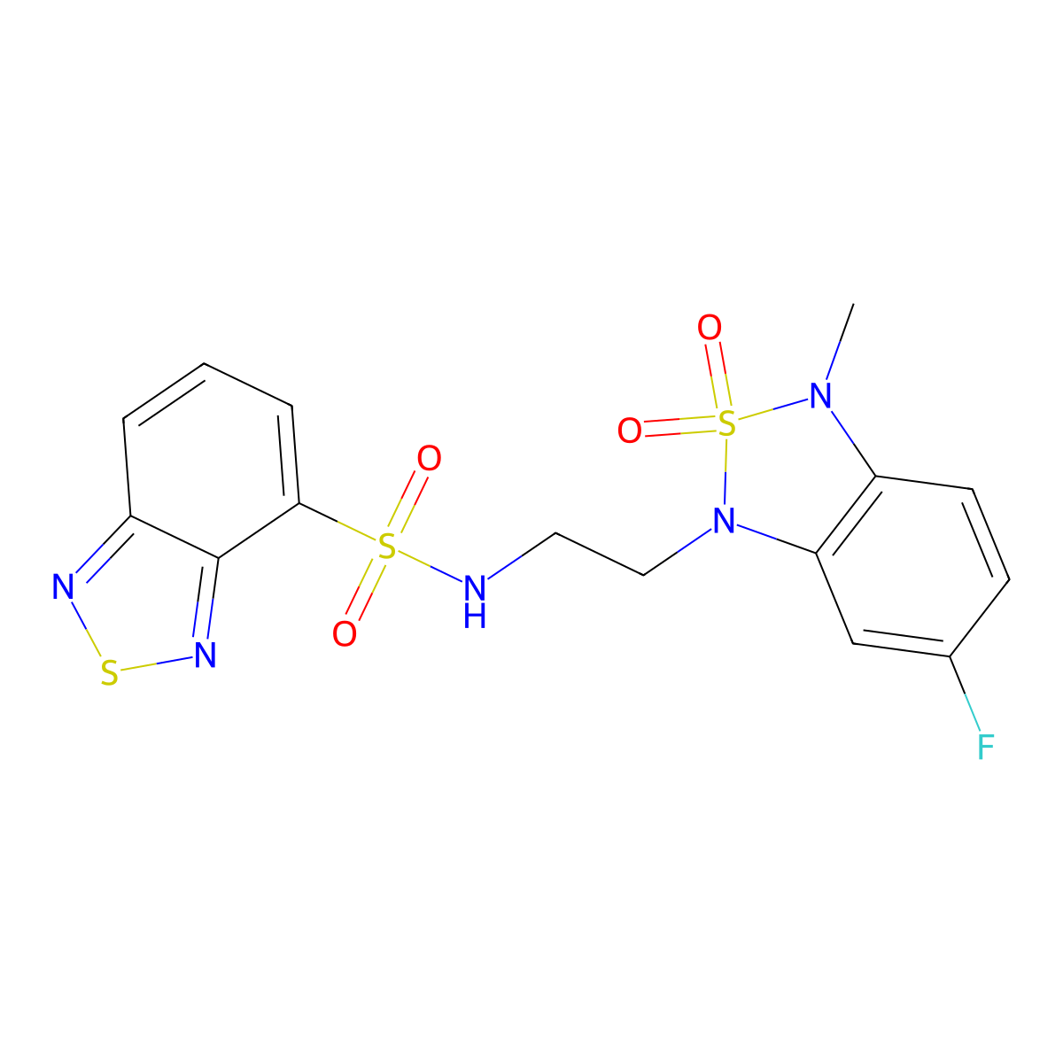 N-(2-(6-fluoro-3-methyl-2,2-dioxidobenzo[c][1,2,5]thiadiazol-1(3H)-yl)ethyl)benzo[c][1,2,5]thiadiazole-4-sulfonamide molecular structure, CAS 2034455-59-7