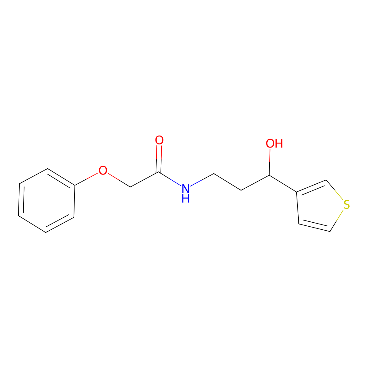 N-[3-hydroxy-3-(thiophen-3-yl)propyl]-2-phenoxyacetamide molecular structure, CAS 2034455-64-4