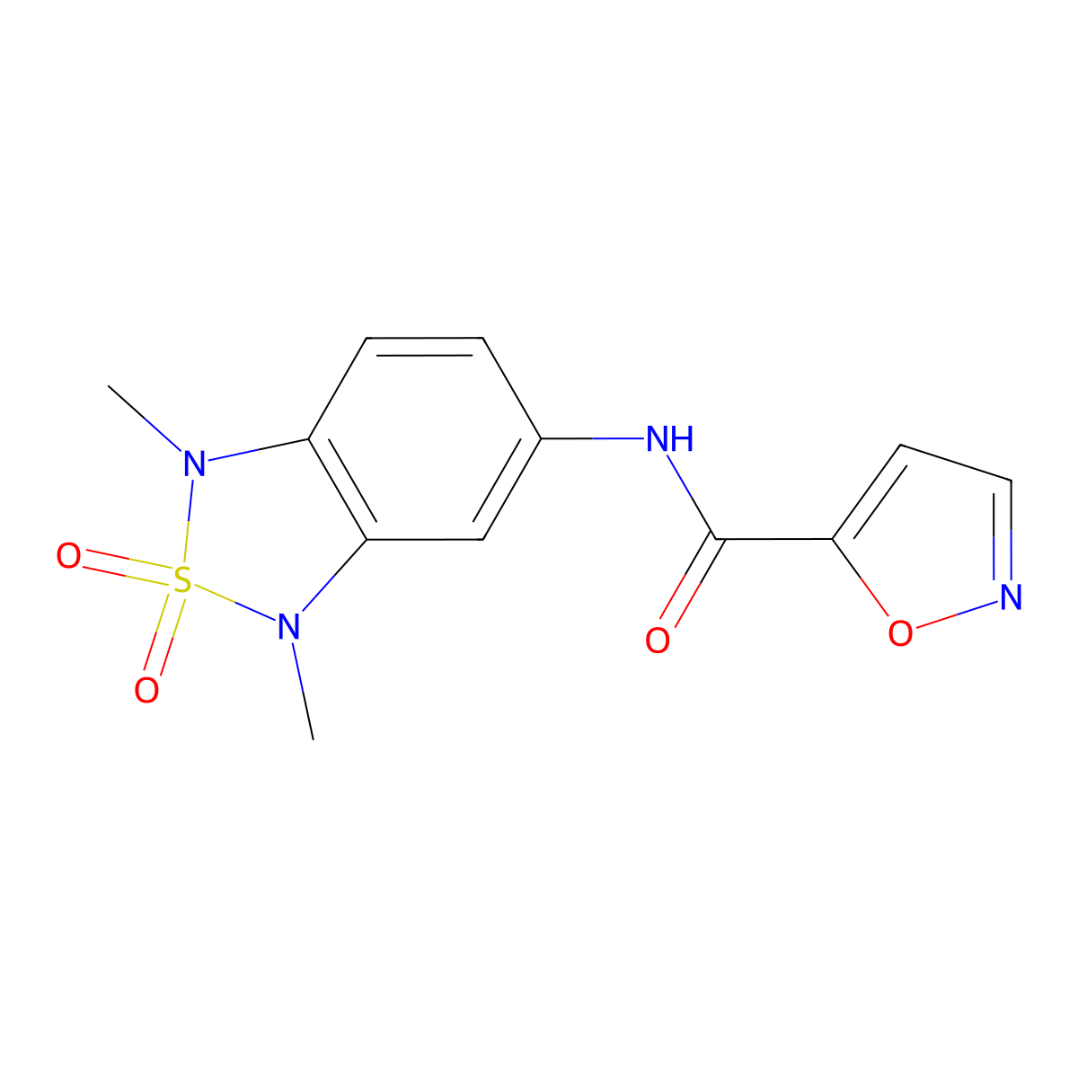 N-(1,3-dimethyl-2,2-dioxido-1,3-dihydrobenzo[c][1,2,5]thiadiazol-5-yl)isoxazole-5-carboxamide molecular structure, CAS 2034455-68-8