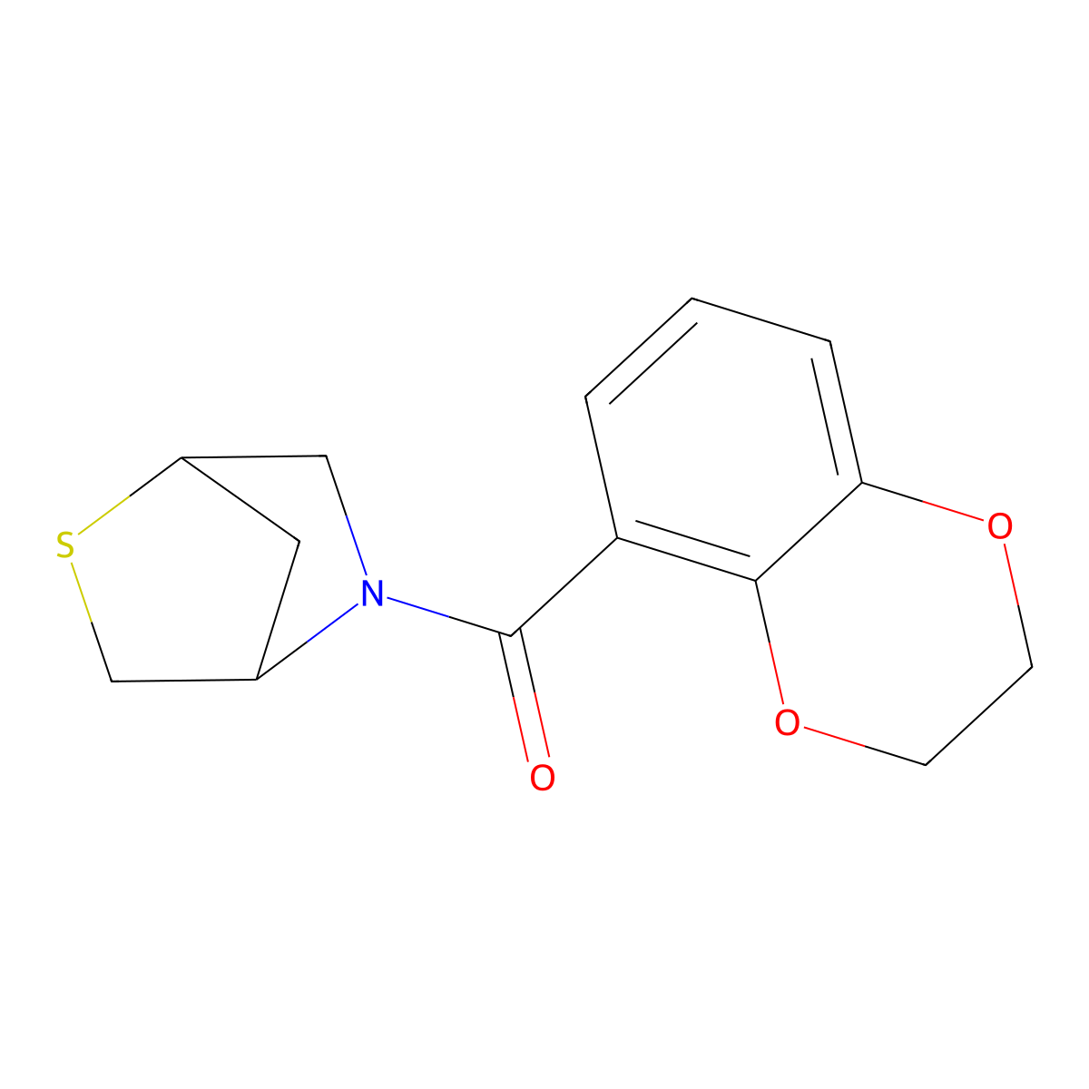 5-(2,3-Dihydro-1,4-benzodioxine-5-carbonyl)-2-thia-5-azabicyclo[2.2.1]heptane molecular structure, CAS 2034455-71-3