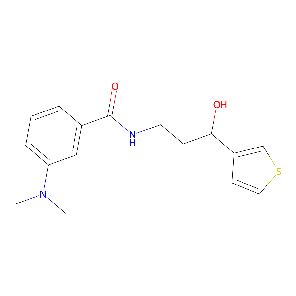 3-(dimethylamino)-N-[3-hydroxy-3-(thiophen-3-yl)propyl]benzamide molecular structure, CAS 2034455-72-4