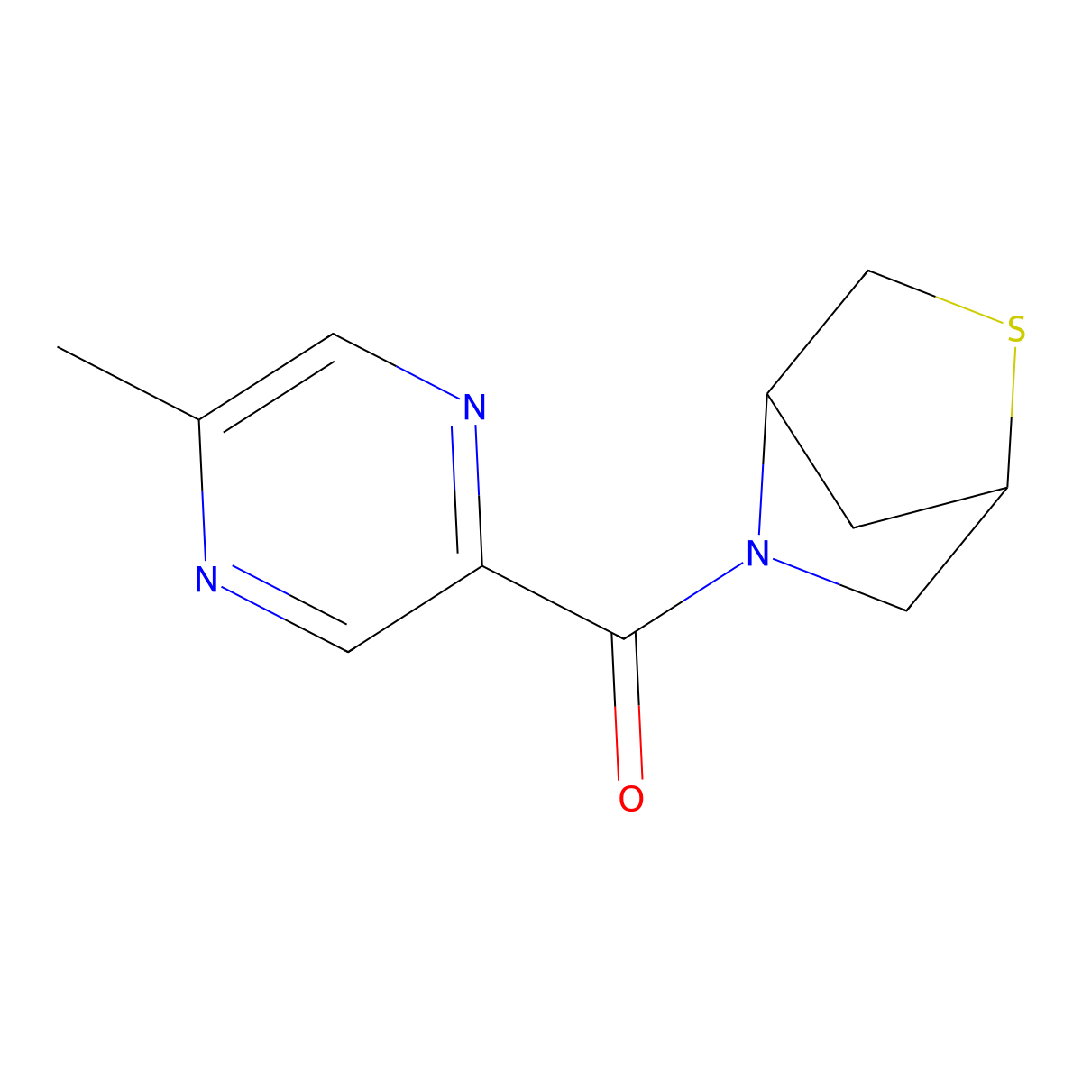 2-Thia-5-azabicyclo[2.2.1]heptan-5-yl(5-methylpyrazin-2-yl)methanone molecular structure, CAS 2034455-78-0