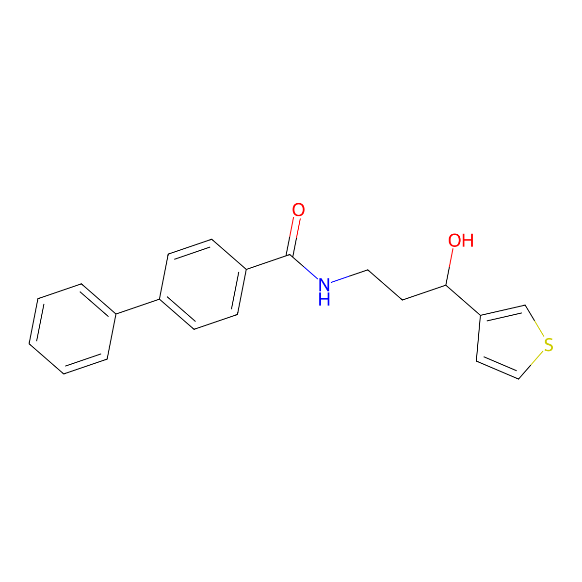N-[3-hydroxy-3-(thiophen-3-yl)propyl]-[1,1'-biphenyl]-4-carboxamide molecular structure, CAS 2034455-82-6