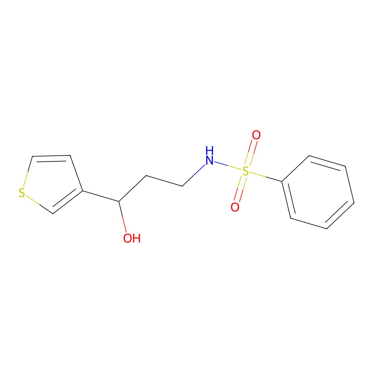N-[3-hydroxy-3-(thiophen-3-yl)propyl]benzenesulfonamide molecular structure, CAS 2034455-88-2