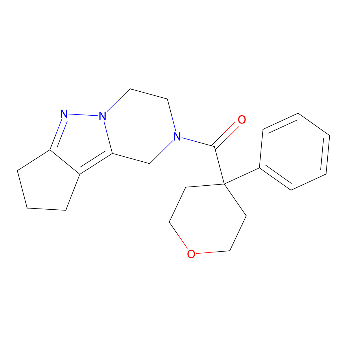 11-(4-Phenyloxane-4-carbonyl)-7,8,11-triazatricyclo[6.4.0.0^{2,6}]dodeca-1,6-diene molecular structure, CAS 2034455-89-3