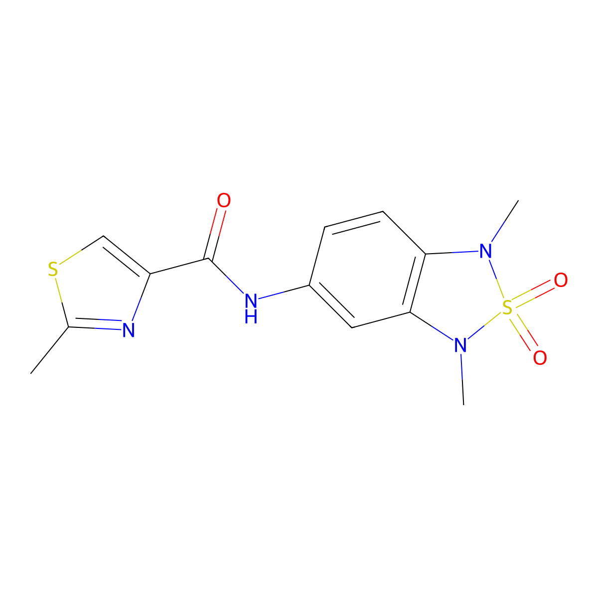 N-(1,3-dimethyl-2,2-dioxido-1,3-dihydrobenzo[c][1,2,5]thiadiazol-5-yl)-2-methylthiazole-4-carboxamide molecular structure, CAS 2034455-92-8
