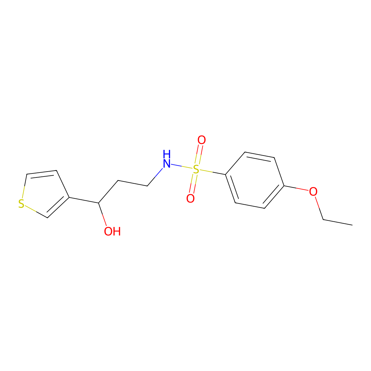 4-ethoxy-N-(3-hydroxy-3-(thiophen-3-yl)propyl)benzenesulfonamide molecular structure, CAS 2034455-94-0
