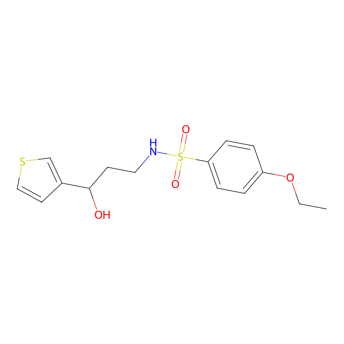 4-ethoxy-N-(3-hydroxy-3-(thiophen-3-yl)propyl)benzenesulfonamide molecular structure, CAS 2034455-94-0