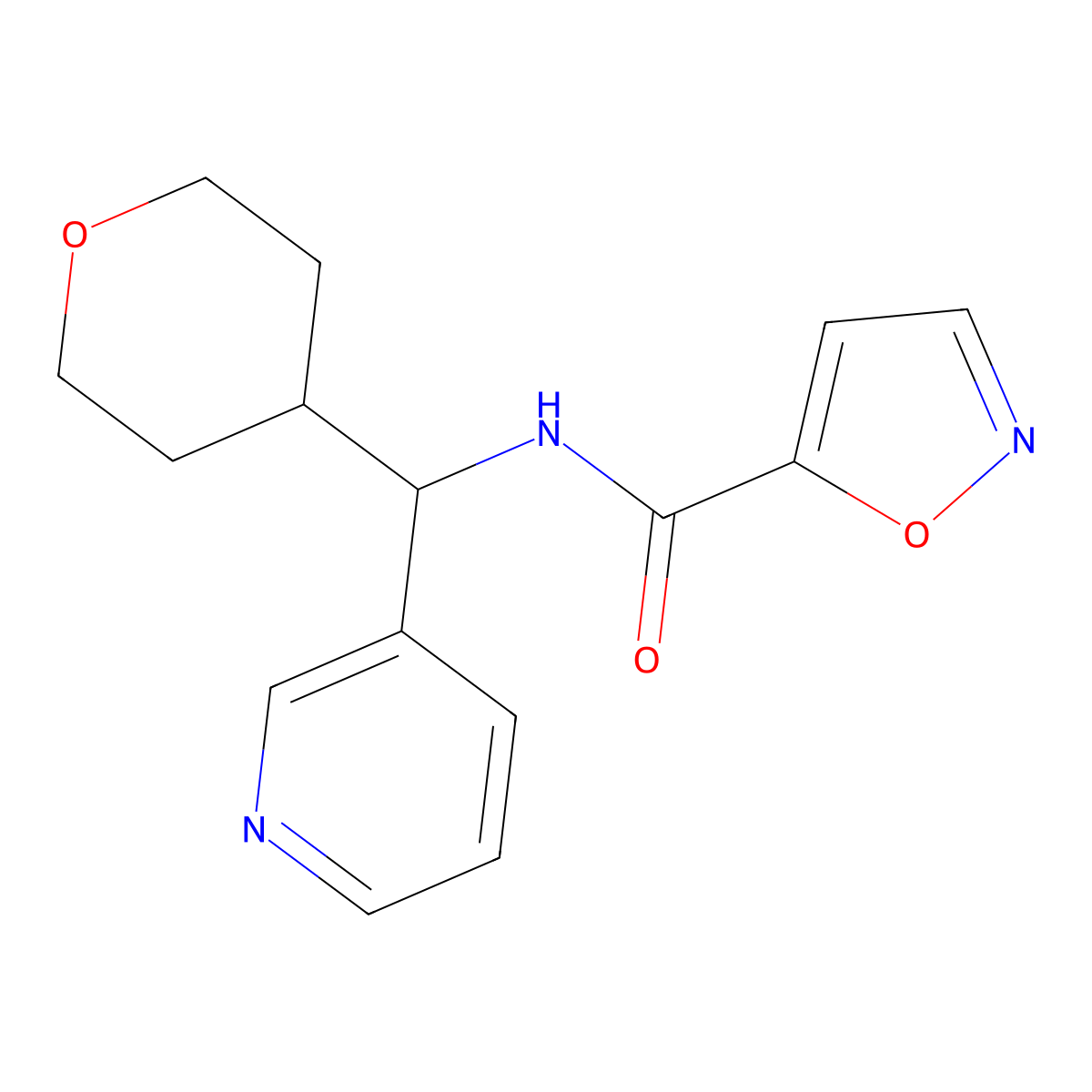 N-(pyridin-3-yl(tetrahydro-2H-pyran-4-yl)methyl)isoxazole-5-carboxamide molecular structure, CAS 2034455-97-3