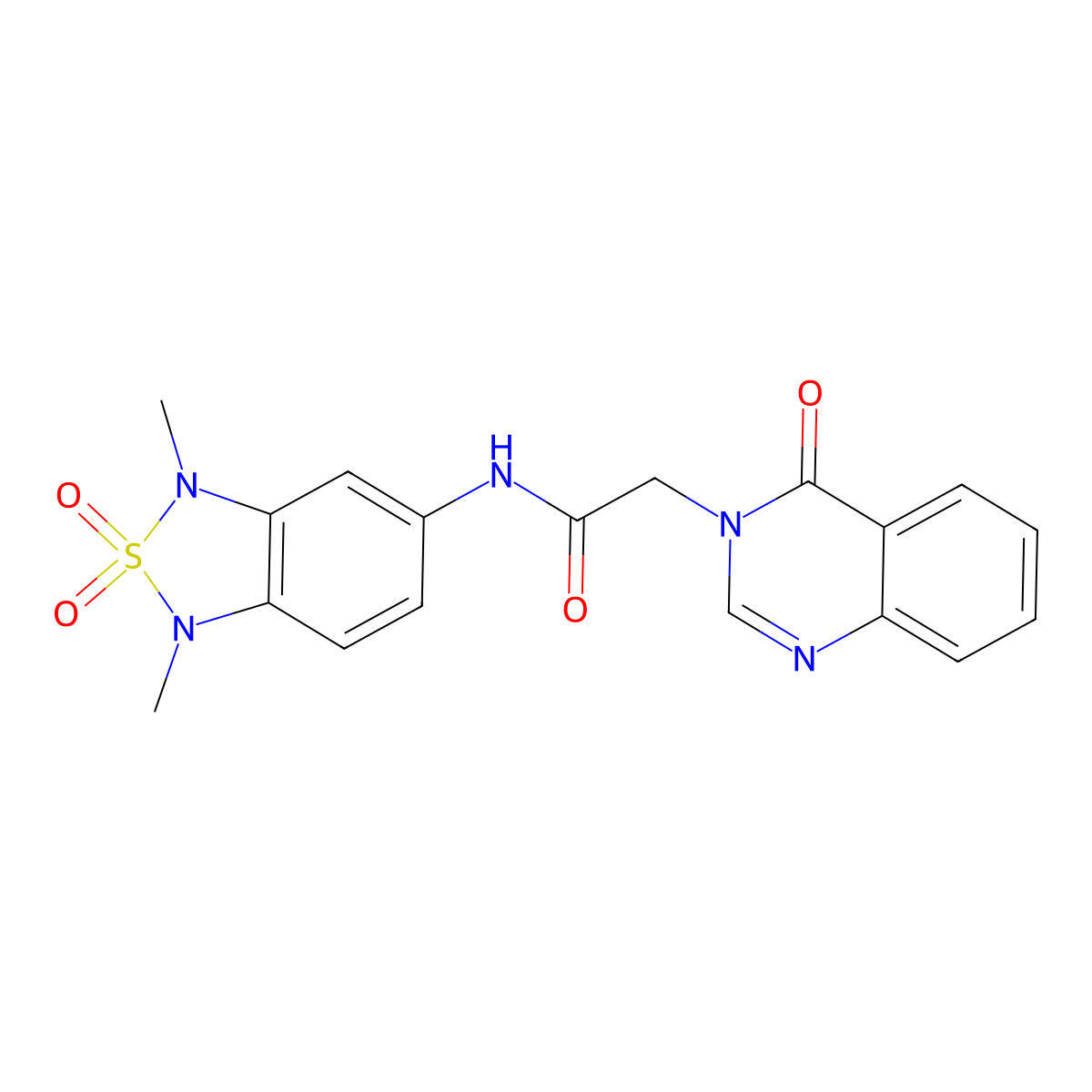 N-(1,3-dimethyl-2,2-dioxido-1,3-dihydrobenzo[c][1,2,5]thiadiazol-5-yl)-2-(4-oxoquinazolin-3(4H)-yl)acetamide molecular structure, CAS 2034456-04-5