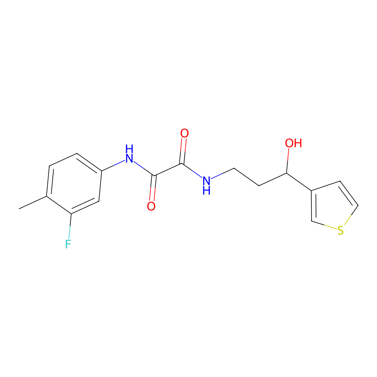 N1-(3-fluoro-4-methylphenyl)-N2-(3-hydroxy-3-(thiophen-3-yl)propyl)oxalamide molecular structure, CAS 2034456-06-7