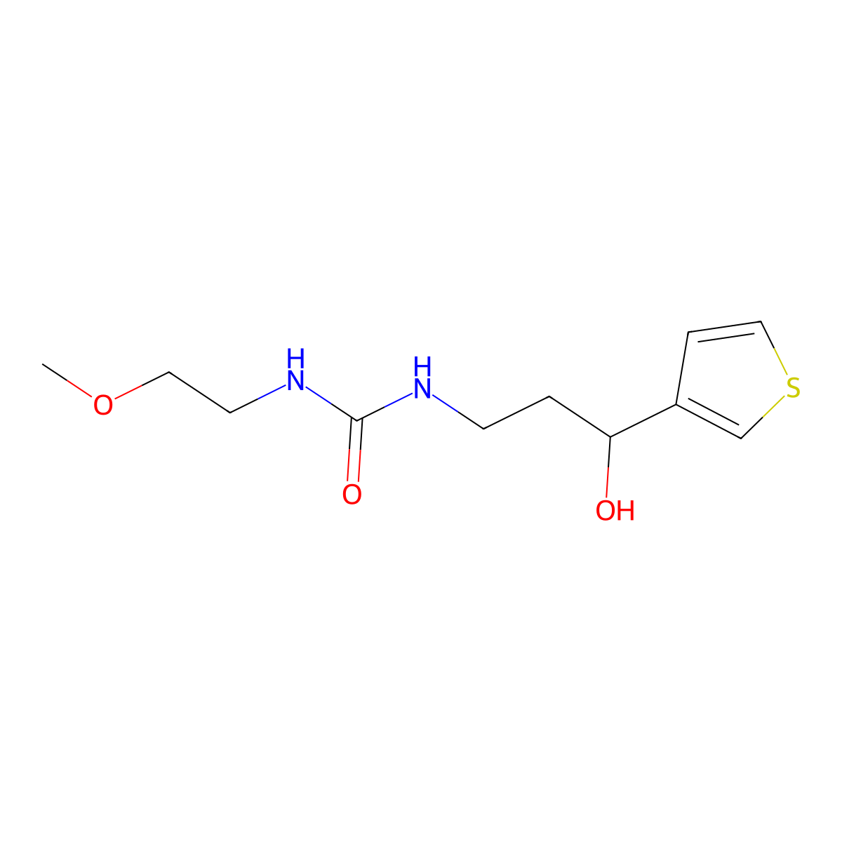 1-[3-Hydroxy-3-(thiophen-3-yl)propyl]-3-(2-methoxyethyl)urea molecular structure, CAS 2034456-12-5