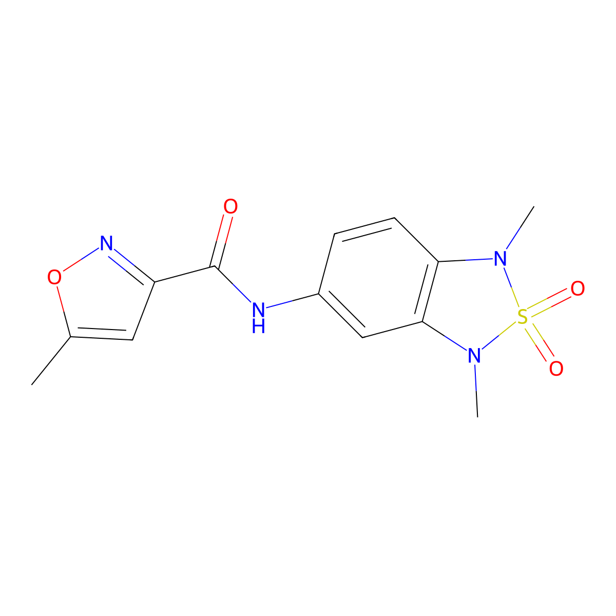 N-(1,3-dimethyl-2,2-dioxido-1,3-dihydrobenzo[c][1,2,5]thiadiazol-5-yl)-5-methylisoxazole-3-carboxamide molecular structure, CAS 2034456-14-7