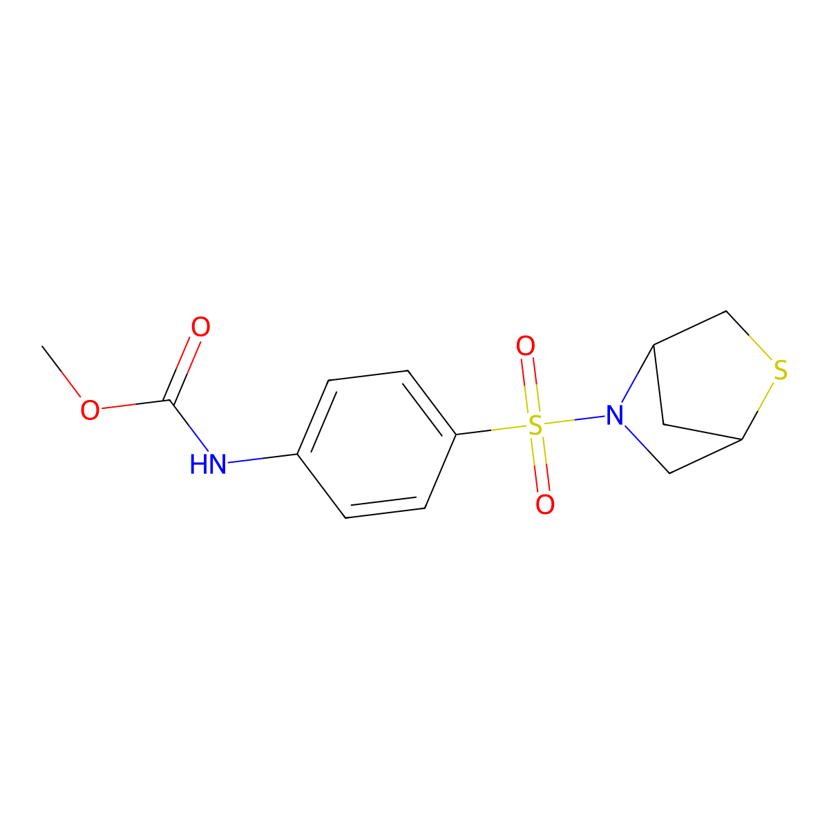 Methyl (4-(2-thia-5-azabicyclo[2.2.1]heptan-5-ylsulfonyl)phenyl)carbamate molecular structure, CAS 2034456-16-9