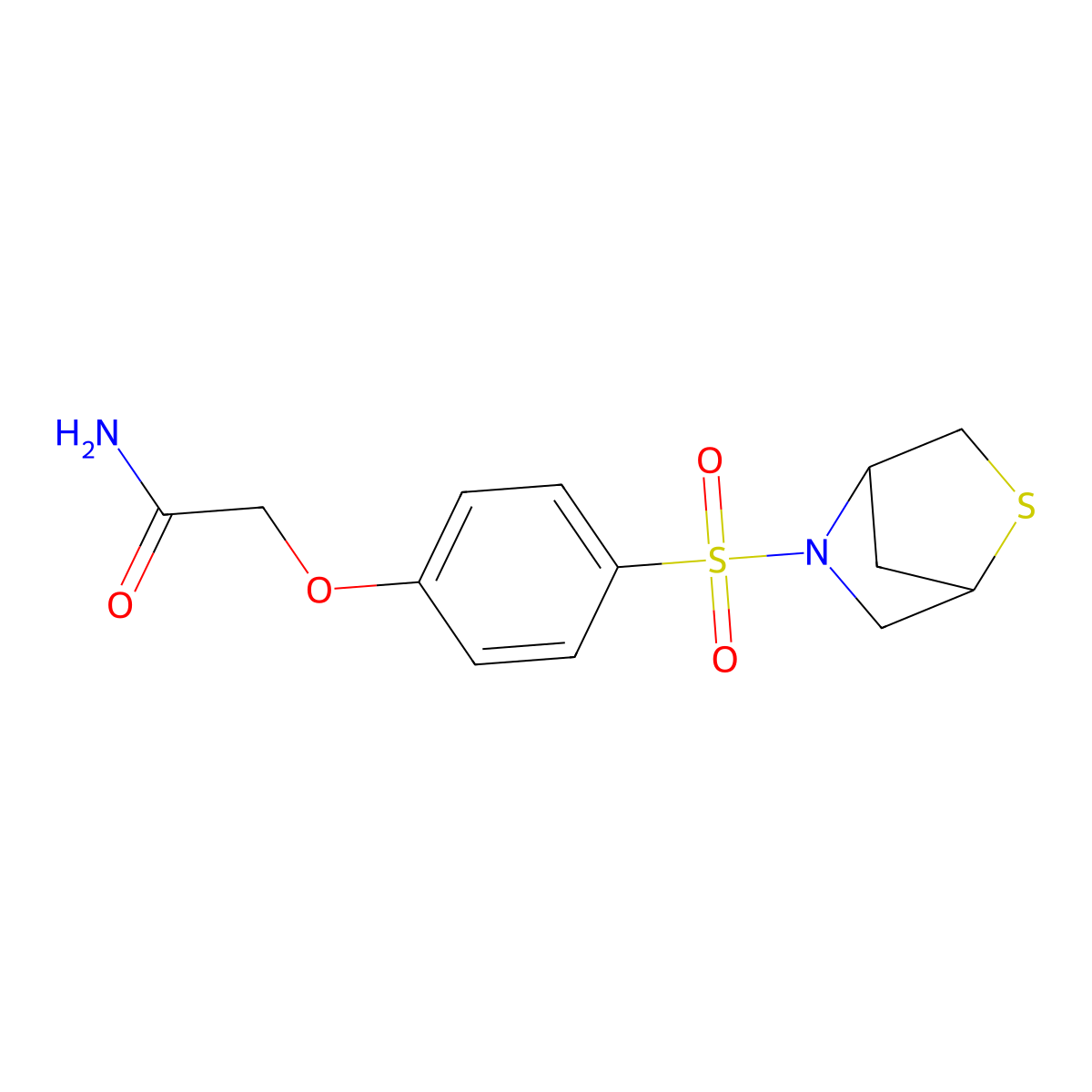 2-(4-(2-Thia-5-azabicyclo[2.2.1]heptan-5-ylsulfonyl)phenoxy)acetamide molecular structure, CAS 2034456-26-1