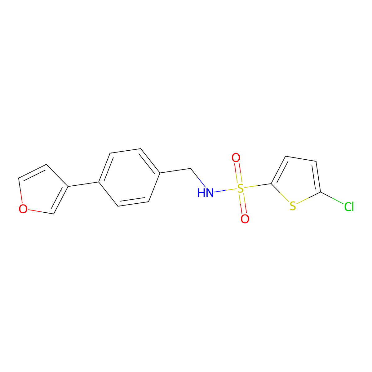 5-chloro-N-{[4-(furan-3-yl)phenyl]methyl}thiophene-2-sulfonamide molecular structure, CAS 2034456-36-3