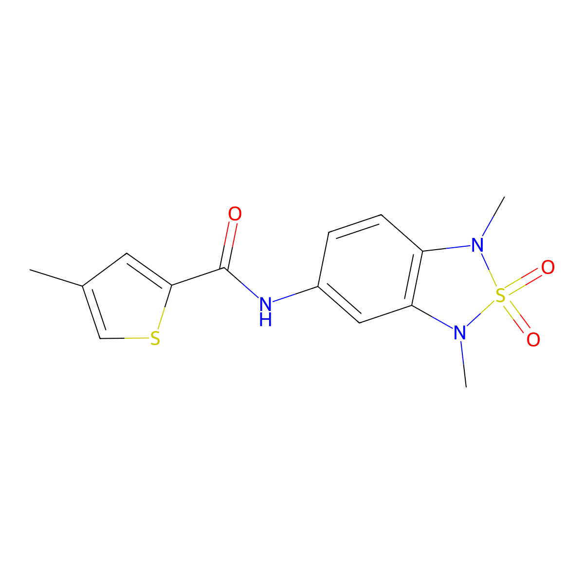 N-(1,3-dimethyl-2,2-dioxido-1,3-dihydrobenzo[c][1,2,5]thiadiazol-5-yl)-4-methylthiophene-2-carboxamide molecular structure, CAS 2034456-38-5