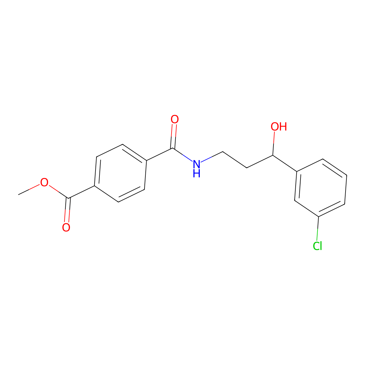 Methyl 4-{[3-(3-chlorophenyl)-3-hydroxypropyl]carbamoyl}benzoate molecular structure, CAS 2034456-42-1