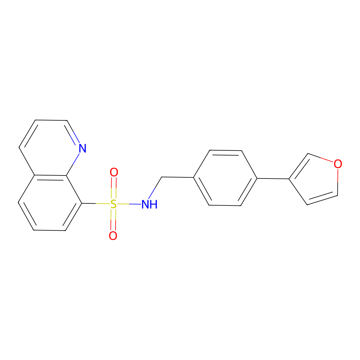 N-(4-(furan-3-yl)benzyl)quinoline-8-sulfonamide molecular structure, CAS 2034456-47-6