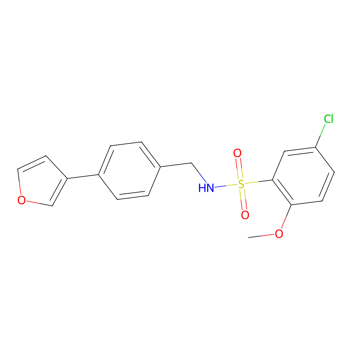 5-chloro-N-(4-(furan-3-yl)benzyl)-2-methoxybenzenesulfonamide molecular structure, CAS 2034456-52-3