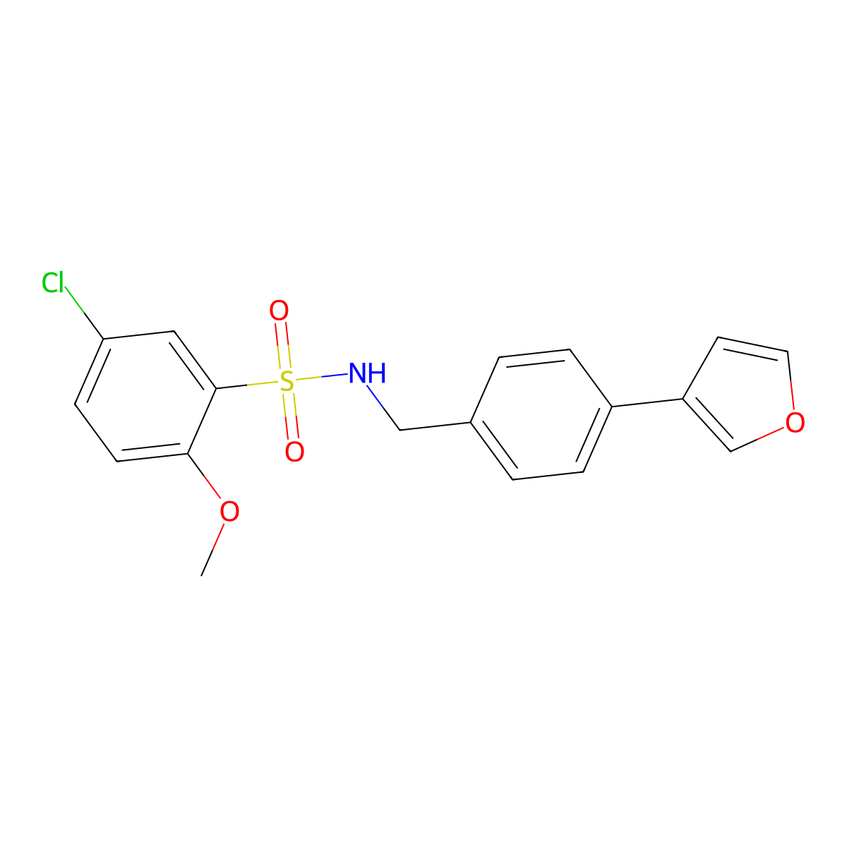 5-chloro-N-(4-(furan-3-yl)benzyl)-2-methoxybenzenesulfonamide molecular structure, CAS 2034456-52-3