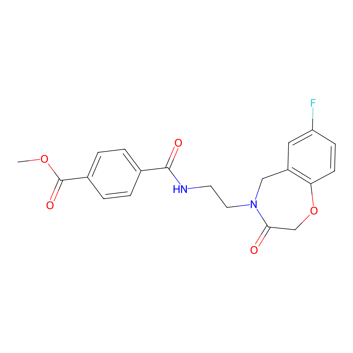 methyl 4-((2-(7-fluoro-3-oxo-2,3-dihydrobenzo[f][1,4]oxazepin-4(5H)-yl)ethyl)carbamoyl)benzoate molecular structure, CAS 2034456-55-6