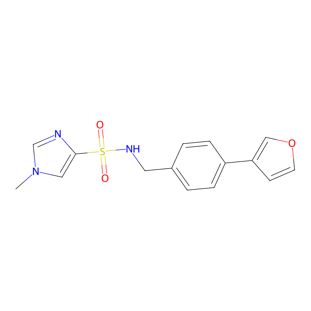 N-(4-(furan-3-yl)benzyl)-1-methyl-1H-imidazole-4-sulfonamide molecular structure, CAS 2034456-57-8