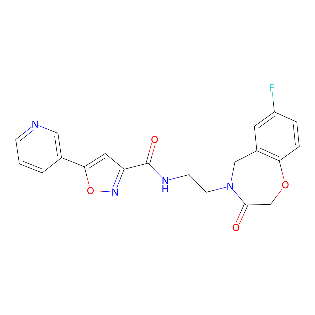N-(2-(7-fluoro-3-oxo-2,3-dihydrobenzo[f][1,4]oxazepin-4(5H)-yl)ethyl)-5-(pyridin-3-yl)isoxazole-3-carboxamide molecular structure, CAS 2034456-63-6