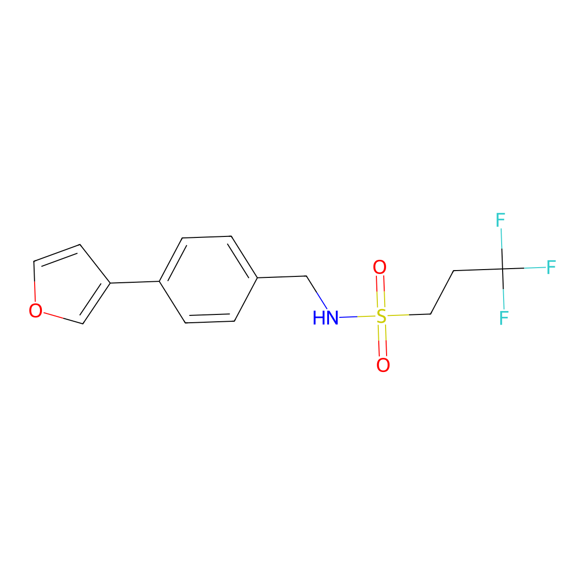 3,3,3-trifluoro-N-(4-(furan-3-yl)benzyl)propane-1-sulfonamide molecular structure, CAS 2034456-64-7