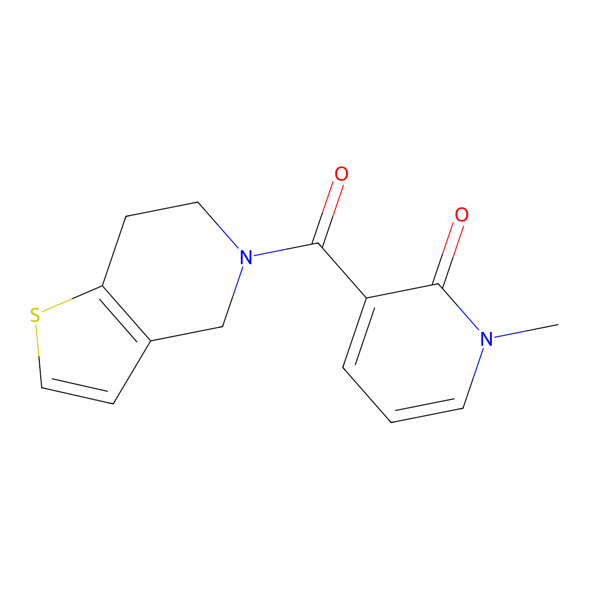 1-methyl-3-(4,5,6,7-tetrahydrothieno[3,2-c]pyridine-5-carbonyl)pyridin-2(1H)-one molecular structure, CAS 2034456-65-8
