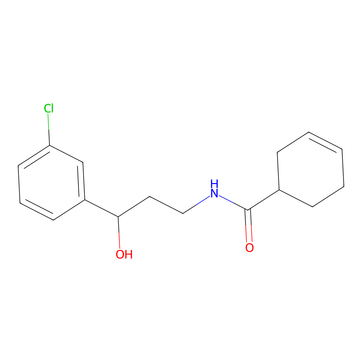 N-(3-(3-chlorophenyl)-3-hydroxypropyl)cyclohex-3-enecarboxamide molecular structure, CAS 2034456-68-1