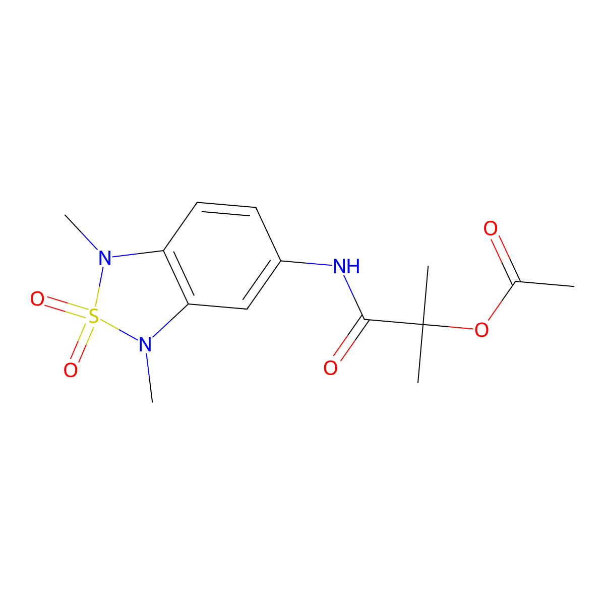 1-((1,3-Dimethyl-2,2-dioxido-1,3-dihydrobenzo[c][1,2,5]thiadiazol-5-yl)amino)-2-methyl-1-oxopropan-2-yl acetate molecular structure, CAS 2034456-73-8